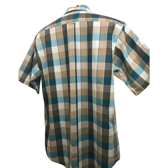 1980s Izod Chekered Mod Button Down Shirt / Men’s Large * - Picture 2 of 5